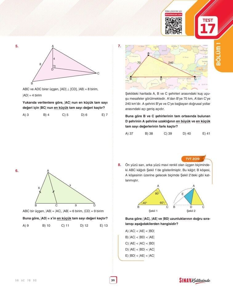 Sınav Yayınları Sınav Kalitesinde TYT Geometri Soru Bankası