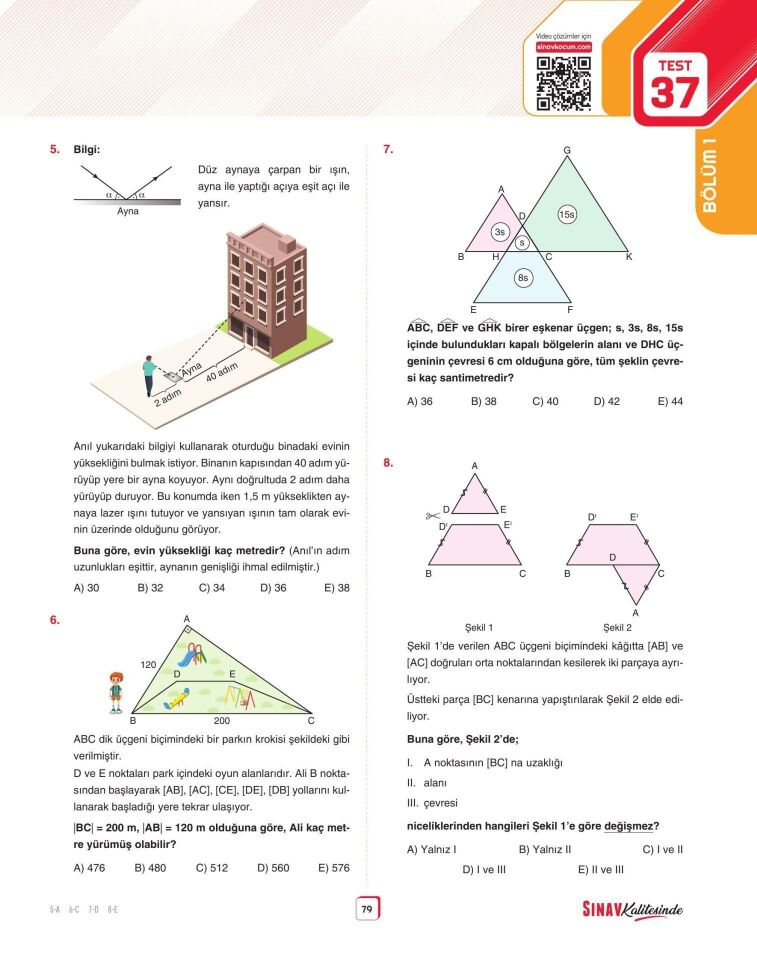Sınav Yayınları Sınav Kalitesinde TYT Geometri Soru Bankası