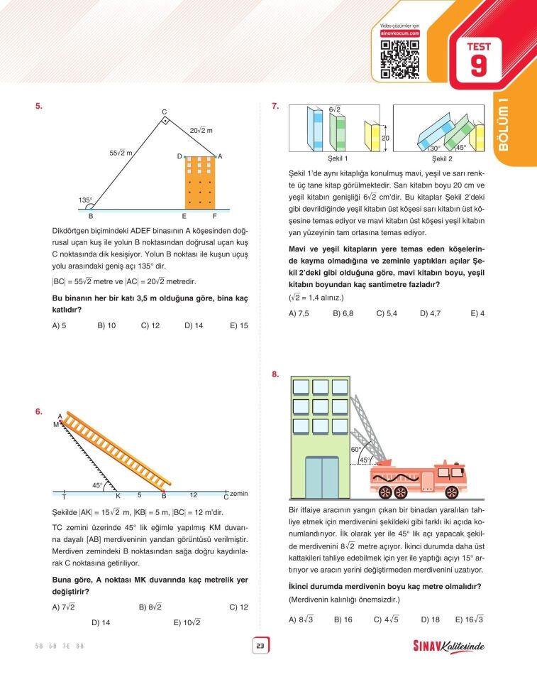 Sınav Yayınları Sınav Kalitesinde AYT Geometri Soru Bankası