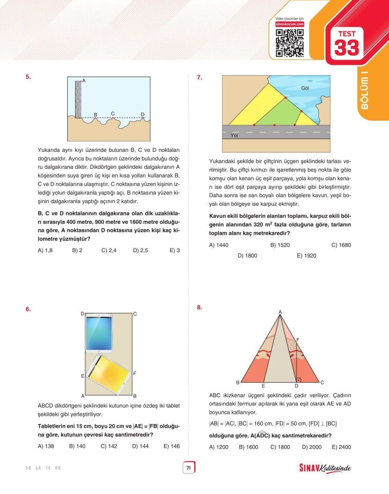 Sınav Yayınları Sınav Kalitesinde AYT Geometri Soru Bankası