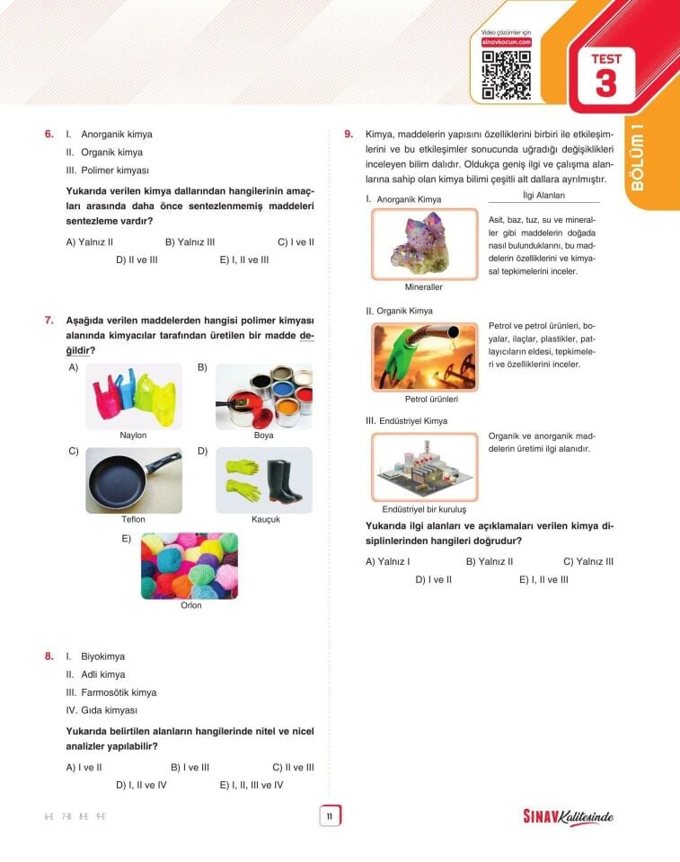 Sınav Yayınları Sınav Kalitesinde TYT Kimya Soru Bankası