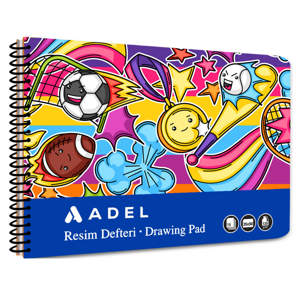 Adel Karton Kapak Fun Resim Defteri 35X50 15Yp 000078-04 Mavi