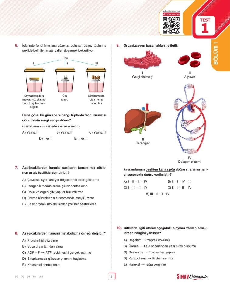 Sınav Yayınları Sınav Kalitesinde TYT Biyoloji Soru Bankası