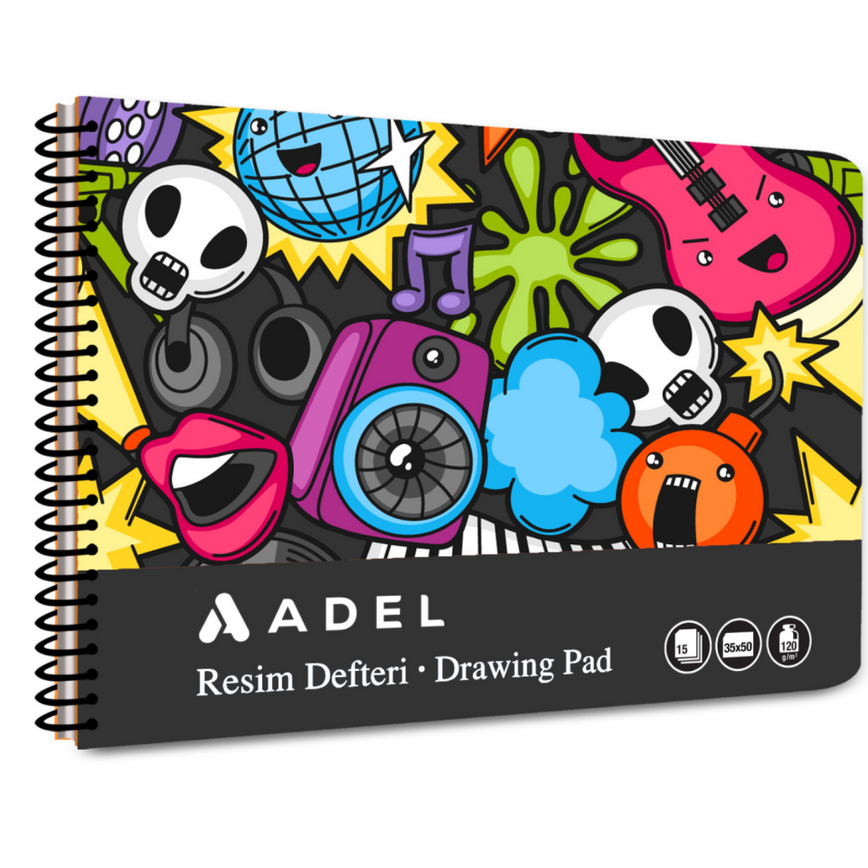 Adel Karton Kapak Fun Resim Defteri 35X50 15Yp 000078 Siyah