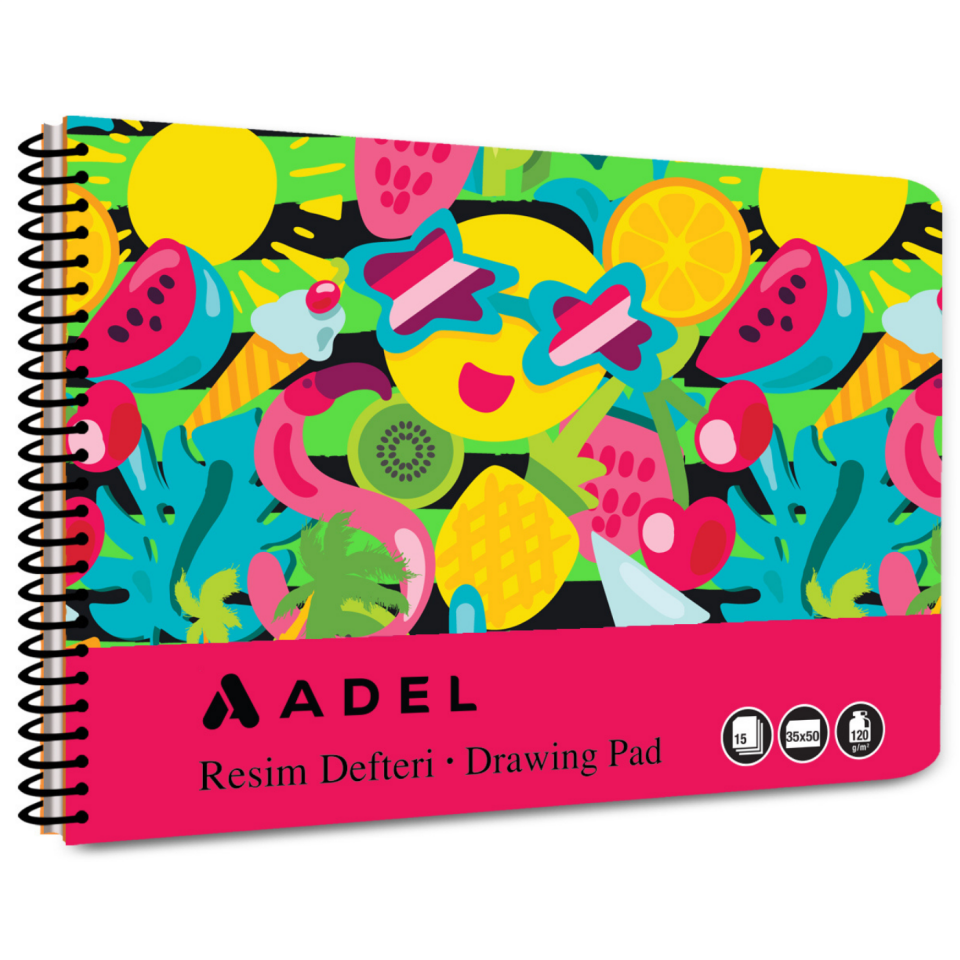 Adel Karton Kapak Fun Resim Defteri 35X50 15Yp 000078 Kırmızı