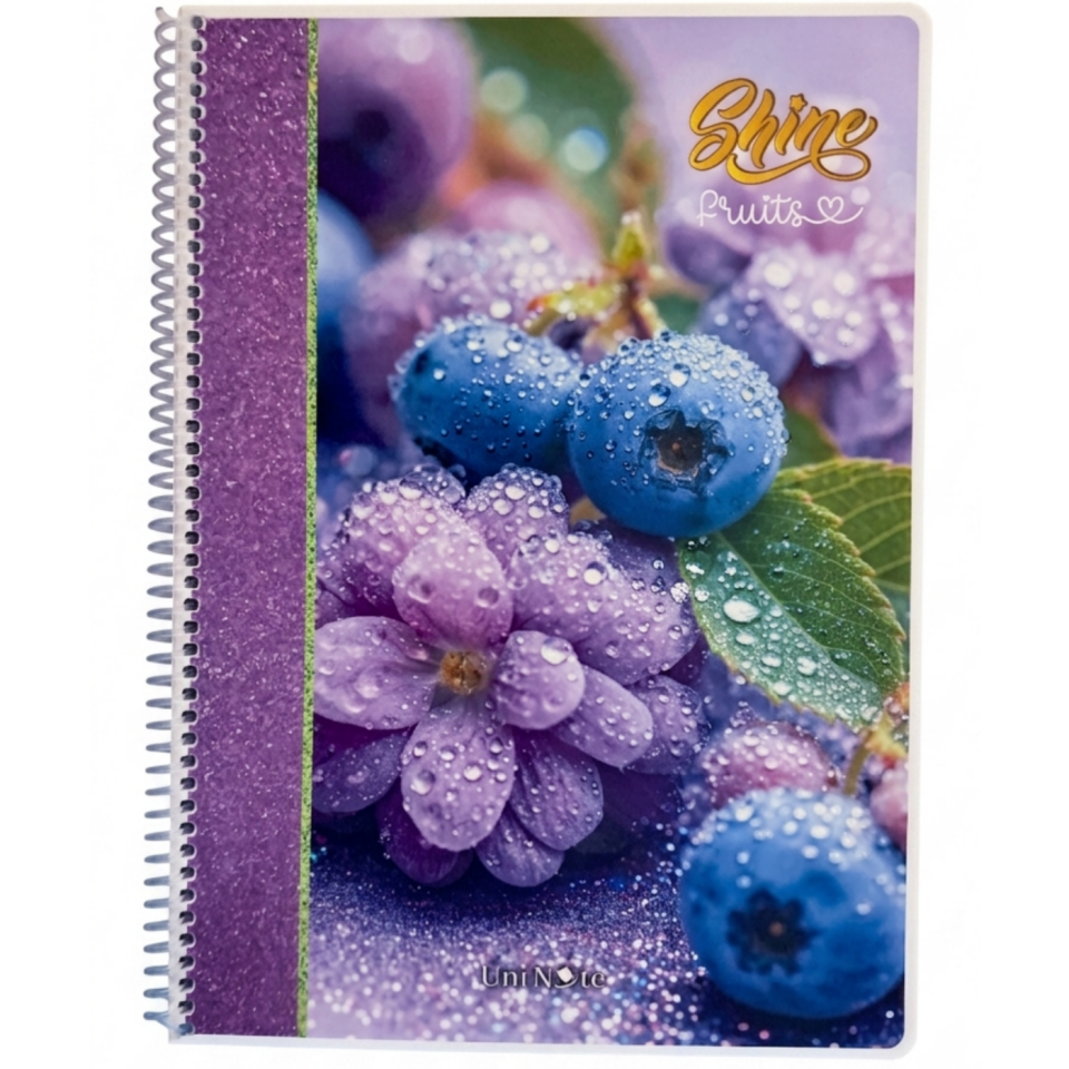 UniNote Shine Spiralli Kabartma Kapak A4 96 Yp.Kareli Defter 03