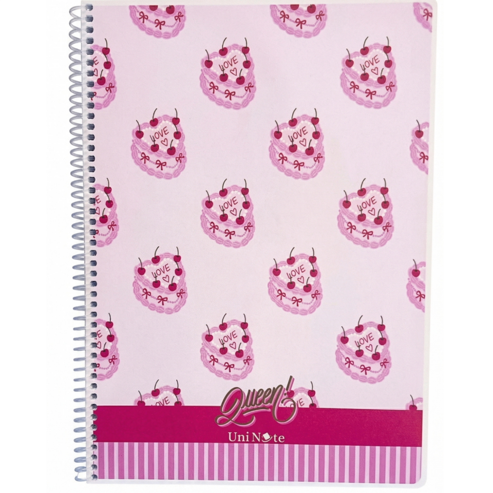UniNote Queen Spiralli Pp Kapak A4 72 Yp.Çizgili Defter 04