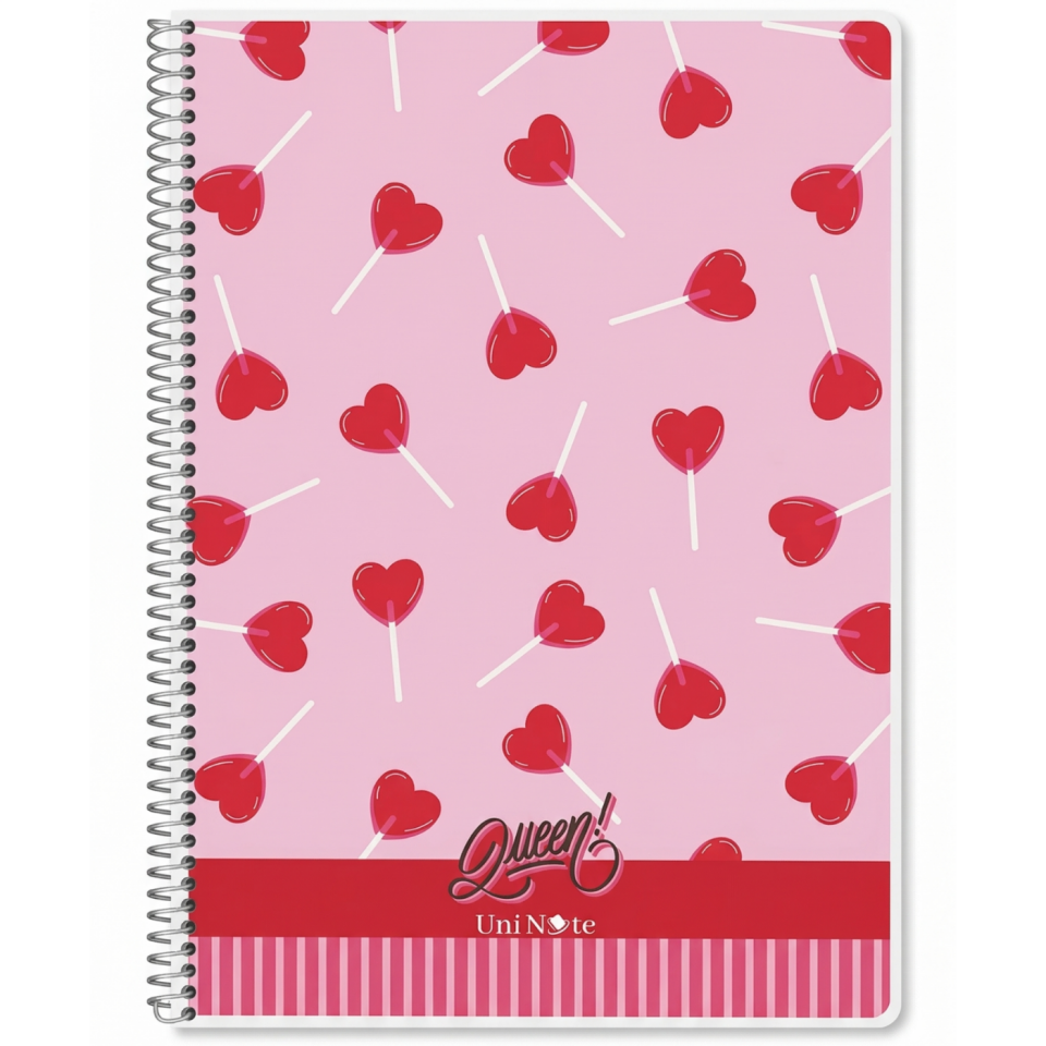 UniNote Queen Spiralli Pp Kapak A4 96 Yp.Kareli Defter 03
