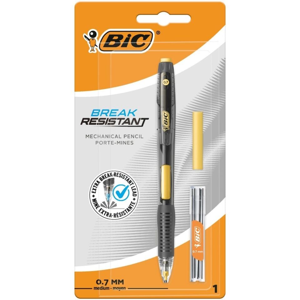 BIC Break Resıstant Versatil Kalem 1 Kalem +1 Silgi+6'li Min Blister-02 Sarı