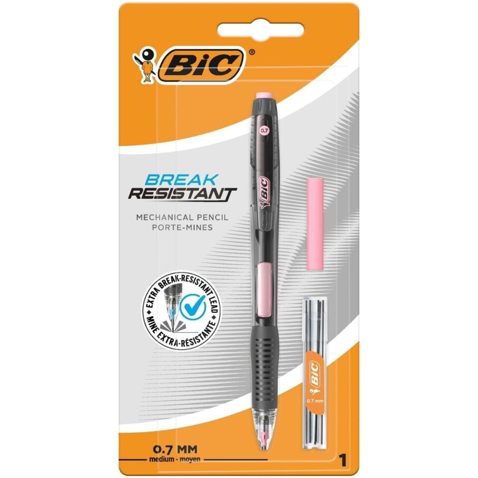 BIC Break Resıstant Versatil Kalem 1 Kalem +1 Silgi+6'li Min Blister-04 Pembe