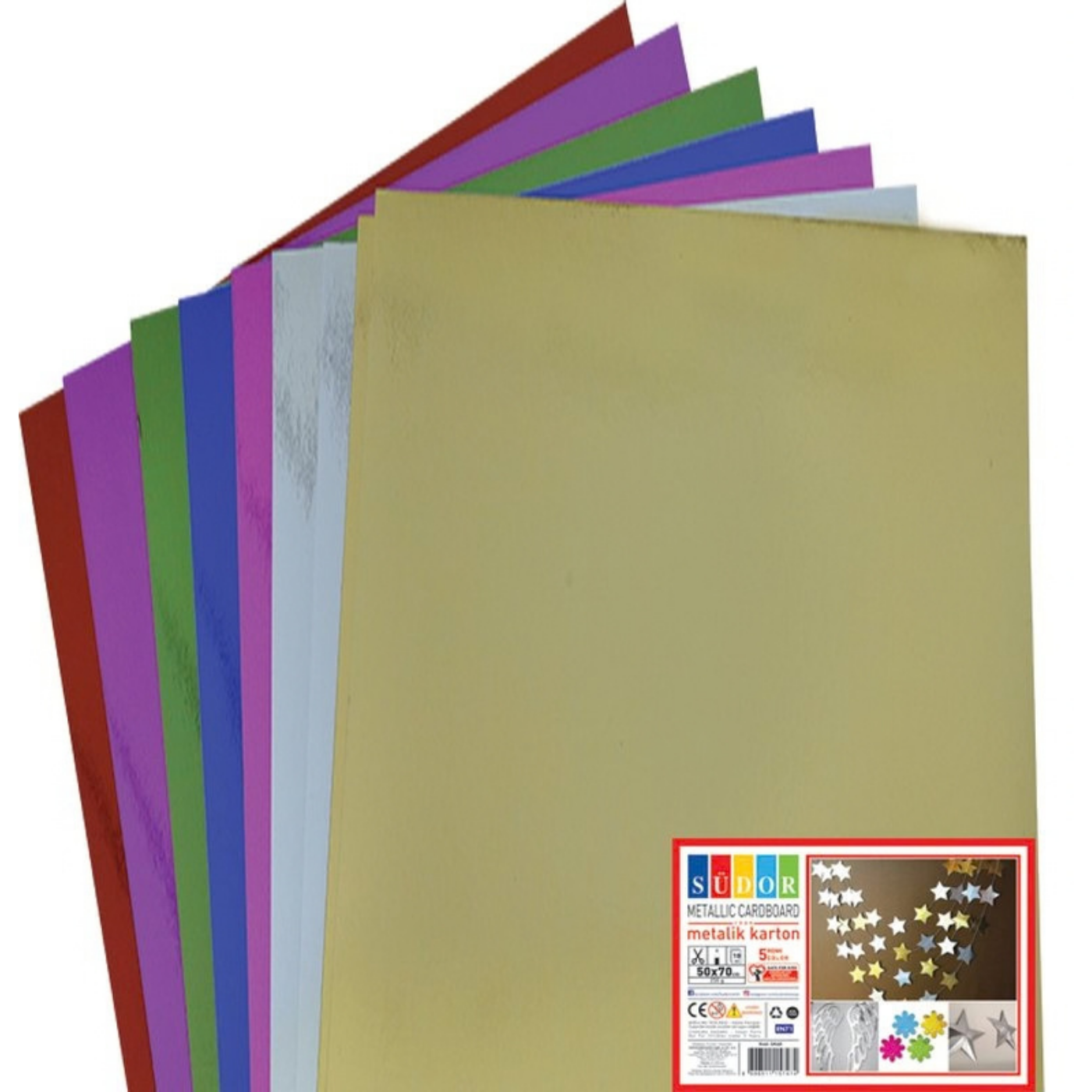 Südor Metalik Karton 50x70 Cm 250 Gr 10'lu 5 Renk