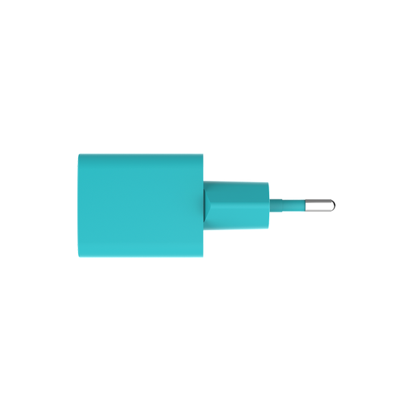 ttec SmartCharger GAN 20W PD Seyahat Hızlı Şarj Aleti + USB-C - USB-C 3A Kablo Neon Mavi