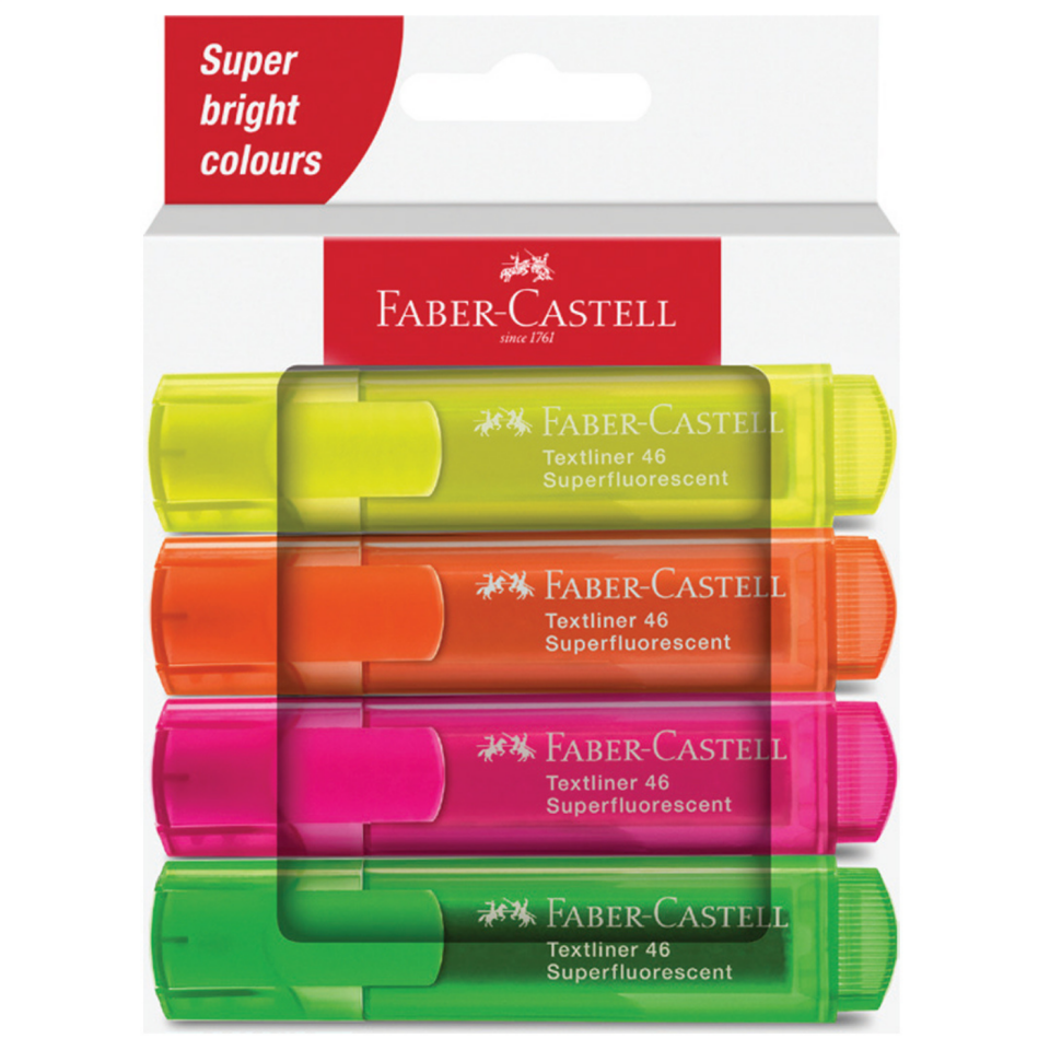 Faber Castell Fosforlu Kalem 46 Şeffaf 2024 4'lü 254644