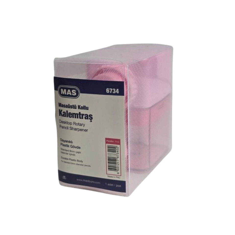 Mas 6736 Kalemtraş Kollu Masa Tipi Plastik Büyük Pembe
