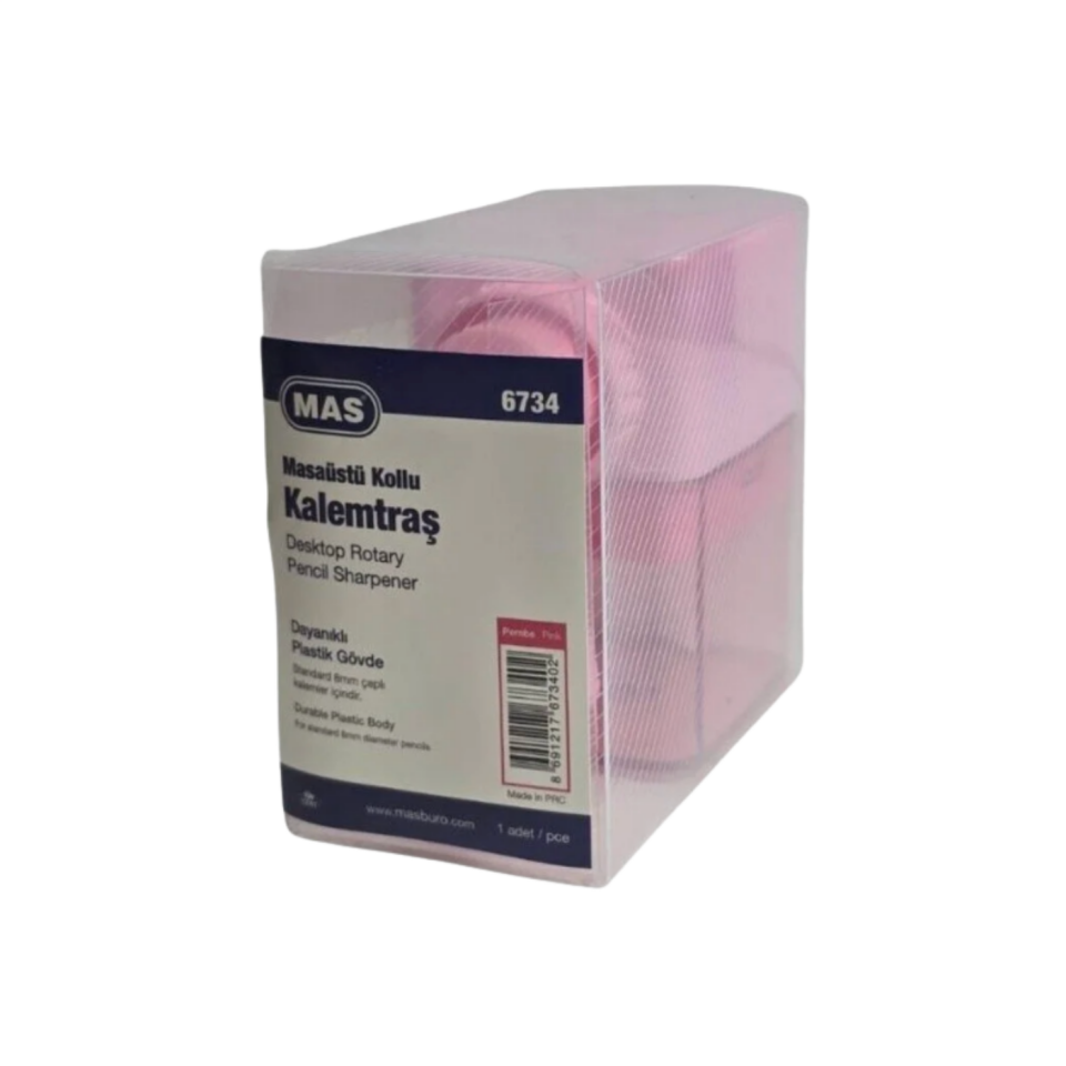 Mas 6734 Kalemtraş Kollu Masa Tipi Plastik Küçük Pembe
