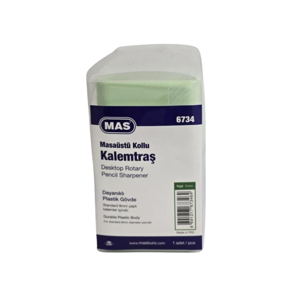 Mas 6734 Kalemtraş Kollu Masa Tipi Plastik Küçük Yeşil