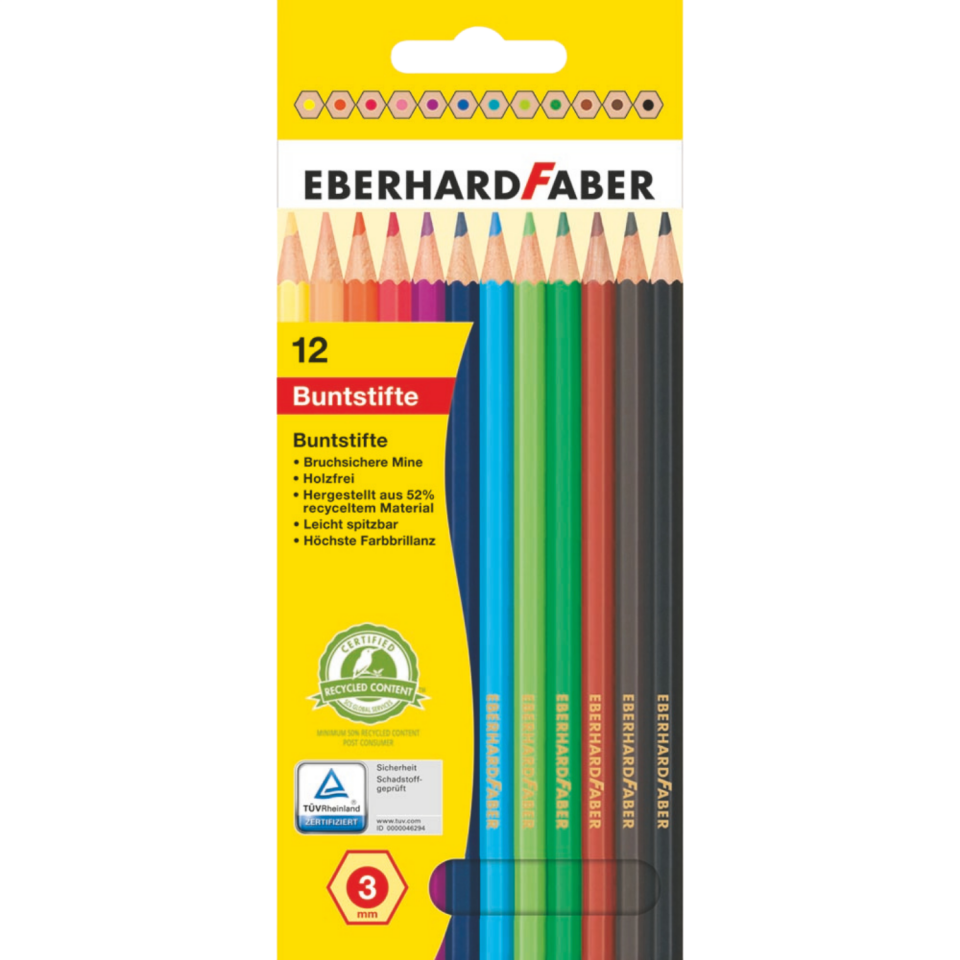 Eberhard Faber Altıgen Kuruboya 3mm Mine 12 Renk