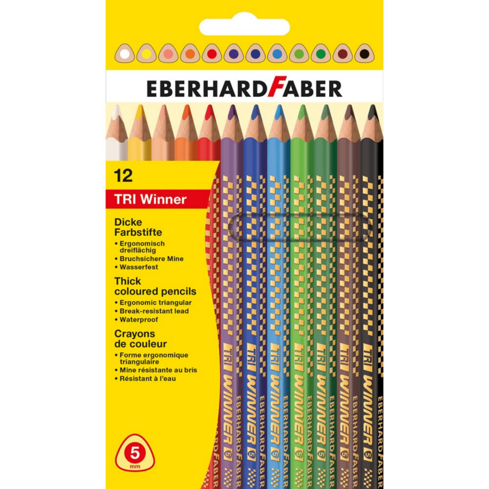 Eberhard Faber Tri Winner Kalın Üçgen Boyama Kalemi 5mm Mine 12 Renk