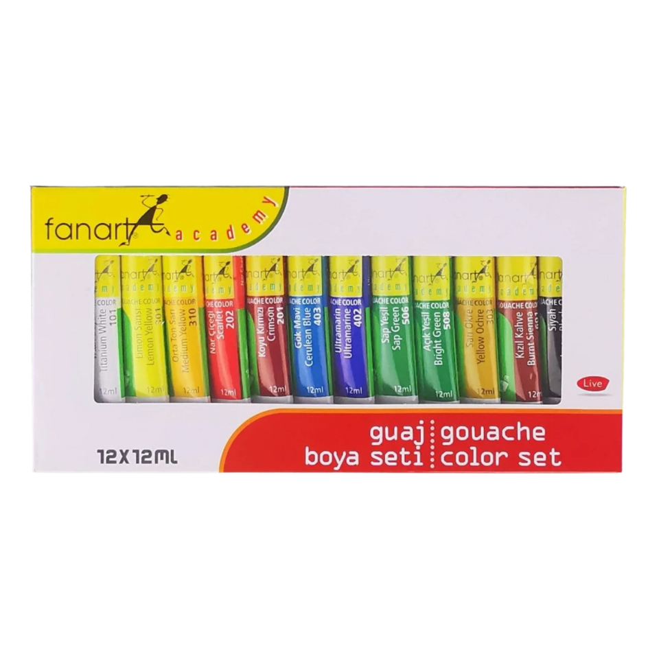 Fanart 3500.S12 Academy Guaj Boya Seti 12x12ml