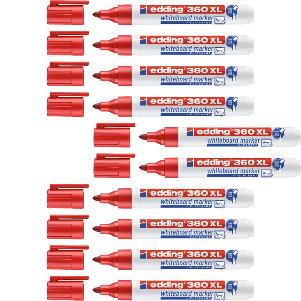 Edding 360 Xl Doldurulabilir Beyaz Tahta Kalemi Kırmızı Mavi 10'lu