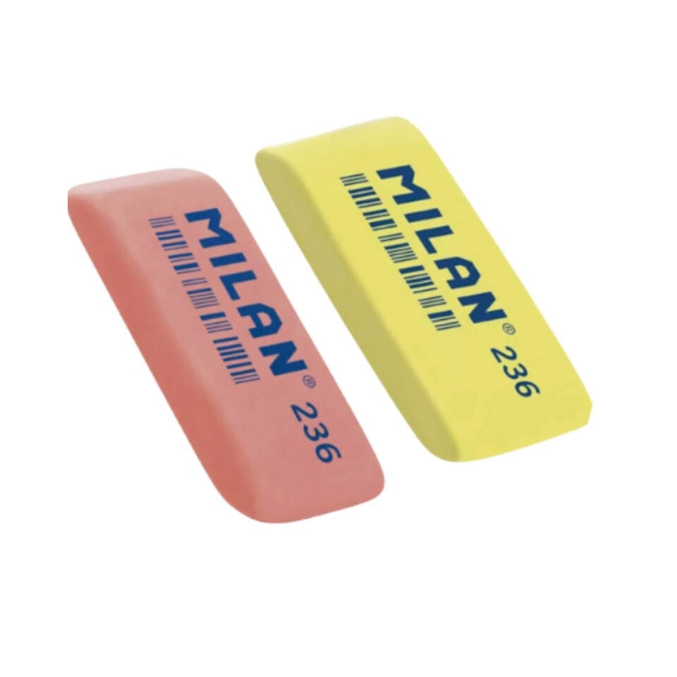 236 Milan Plastik Renkli Uzun Silgi