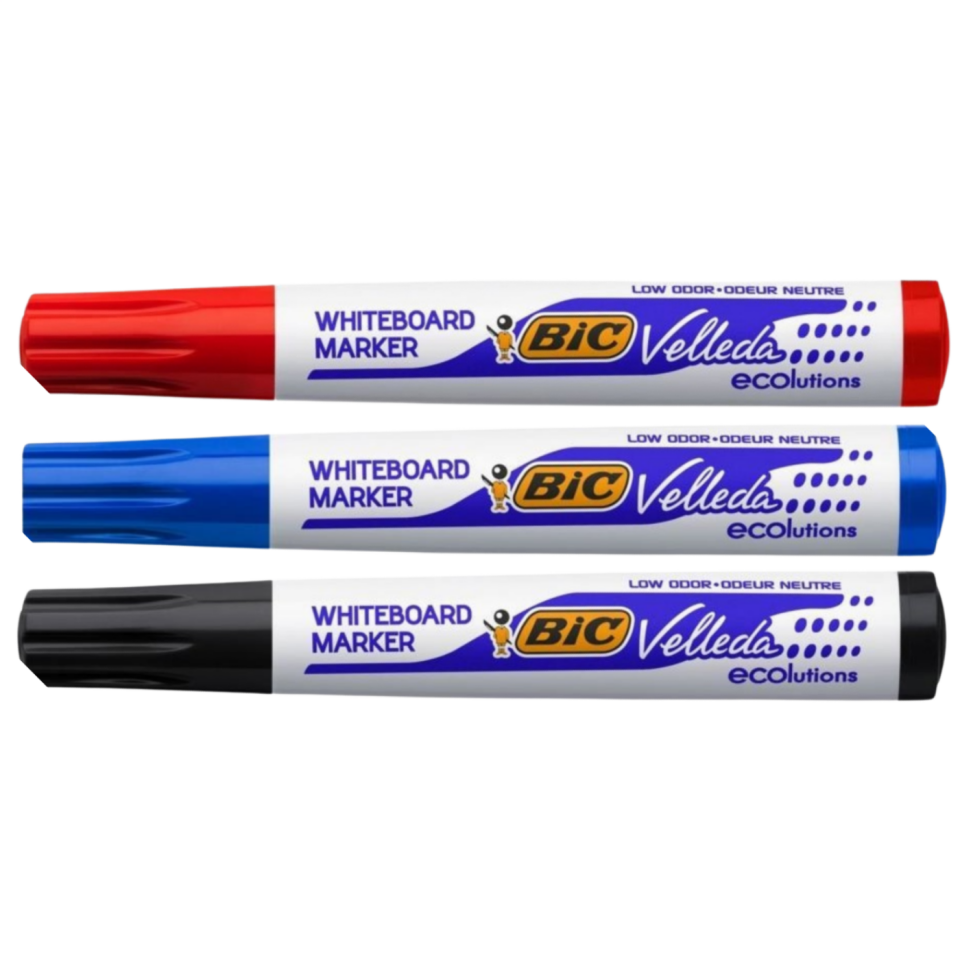 BIC Velleda Tahta Kalemi 1701 3'lü Set Kırmızı Mavi Siyah