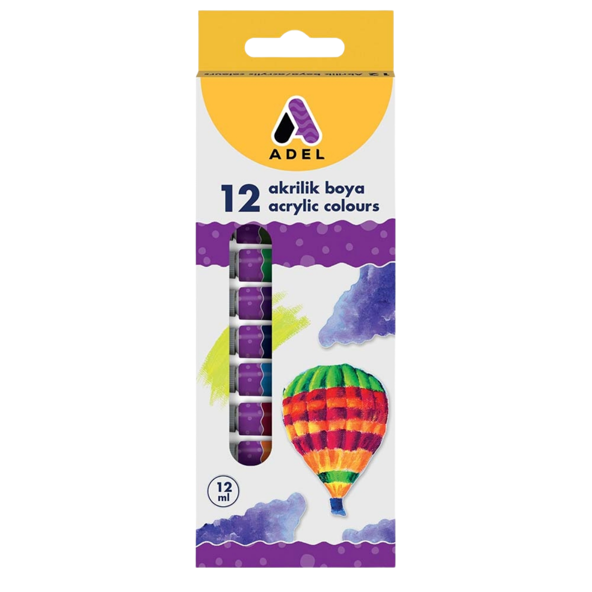 Adel Akrilik Boya 12Li 12Ml Tüp 000038