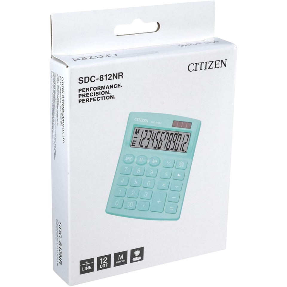Citizen SDC-812Nrgne Hesap Makinası Yeşil 812002