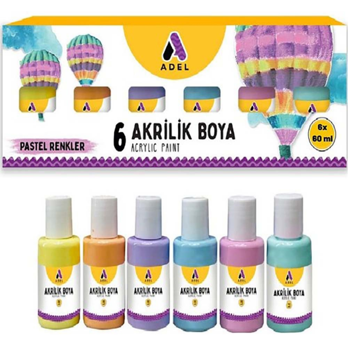 Adel Akrilik Boya 60X6 Pastel Renkler 000054
