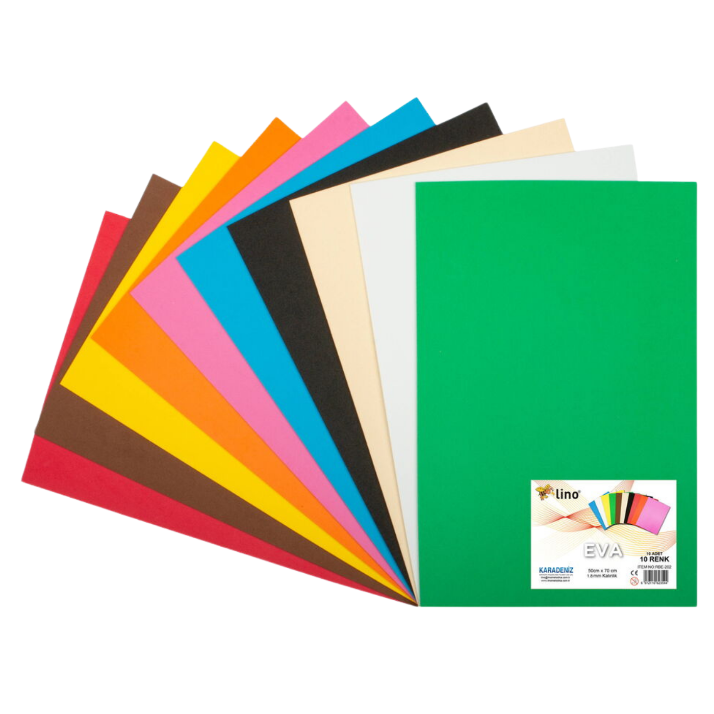 Lino Rbe-302 Yapışkanlı Eva 50x70 2mm 10'lu 10 Renk