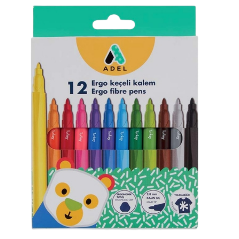 Adel Keçeli Kalem Ergo 12 Renk 225000