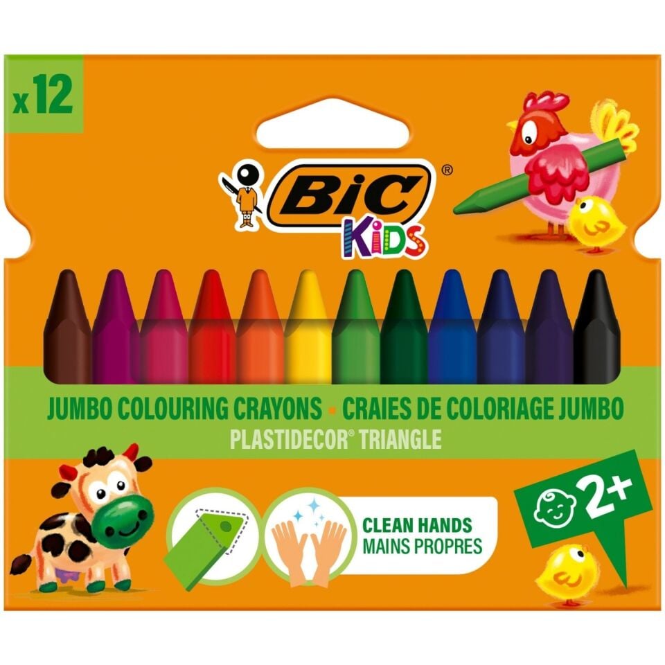 BIC Kids Plastidecor Elleri Kirletmeyen Üçgen Pastel Boya 12 Renk 8297733