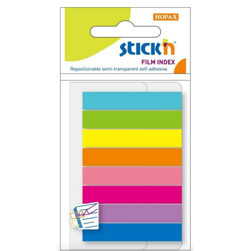 Stickn 8 Renk Film İndex Ayraç Neon Renkler
