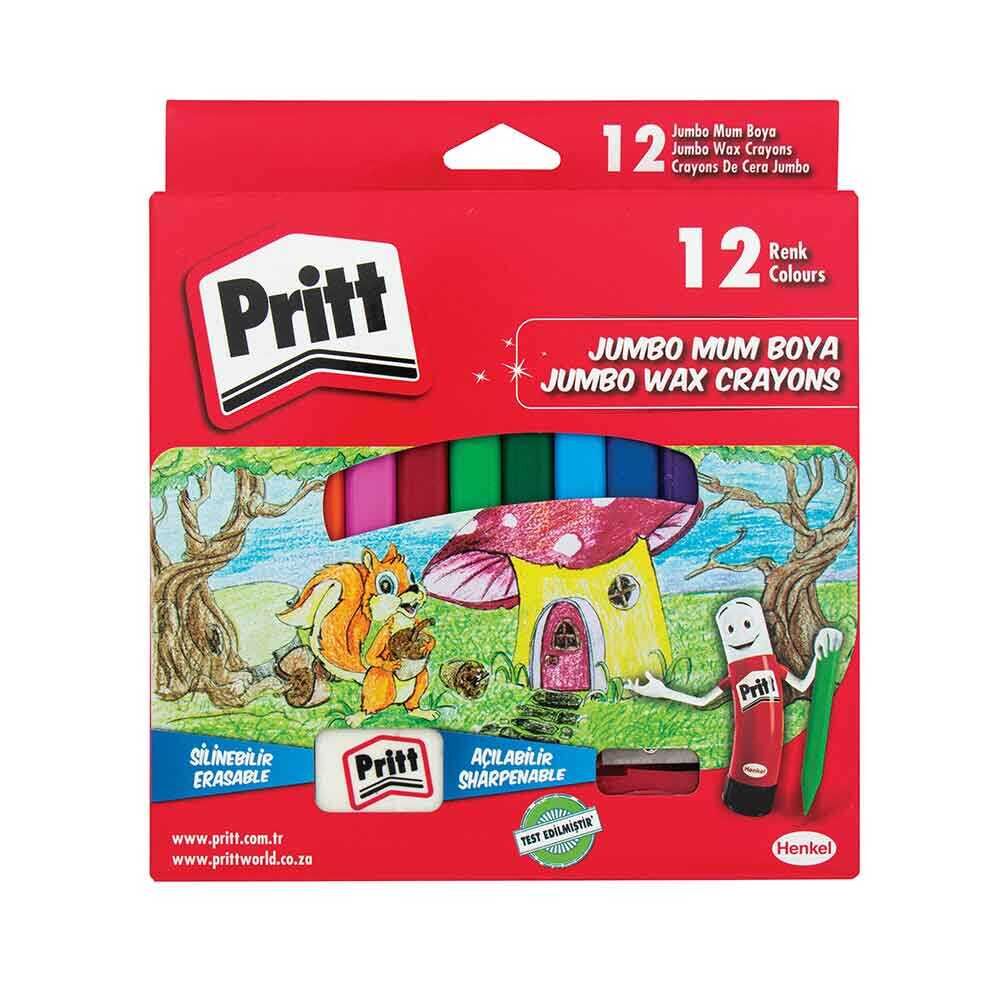 Pritt 1655739 Jumbo Üçgen Silinebilir Mum Boya 12'li