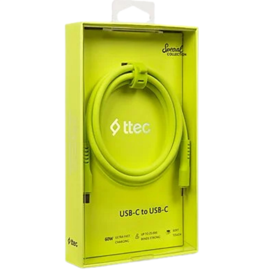 TTEC 2DK59NS USB-C - USB-C 120cm 60W PD/QC Hızlı Şarj/Data Kablosu Neon Sarı