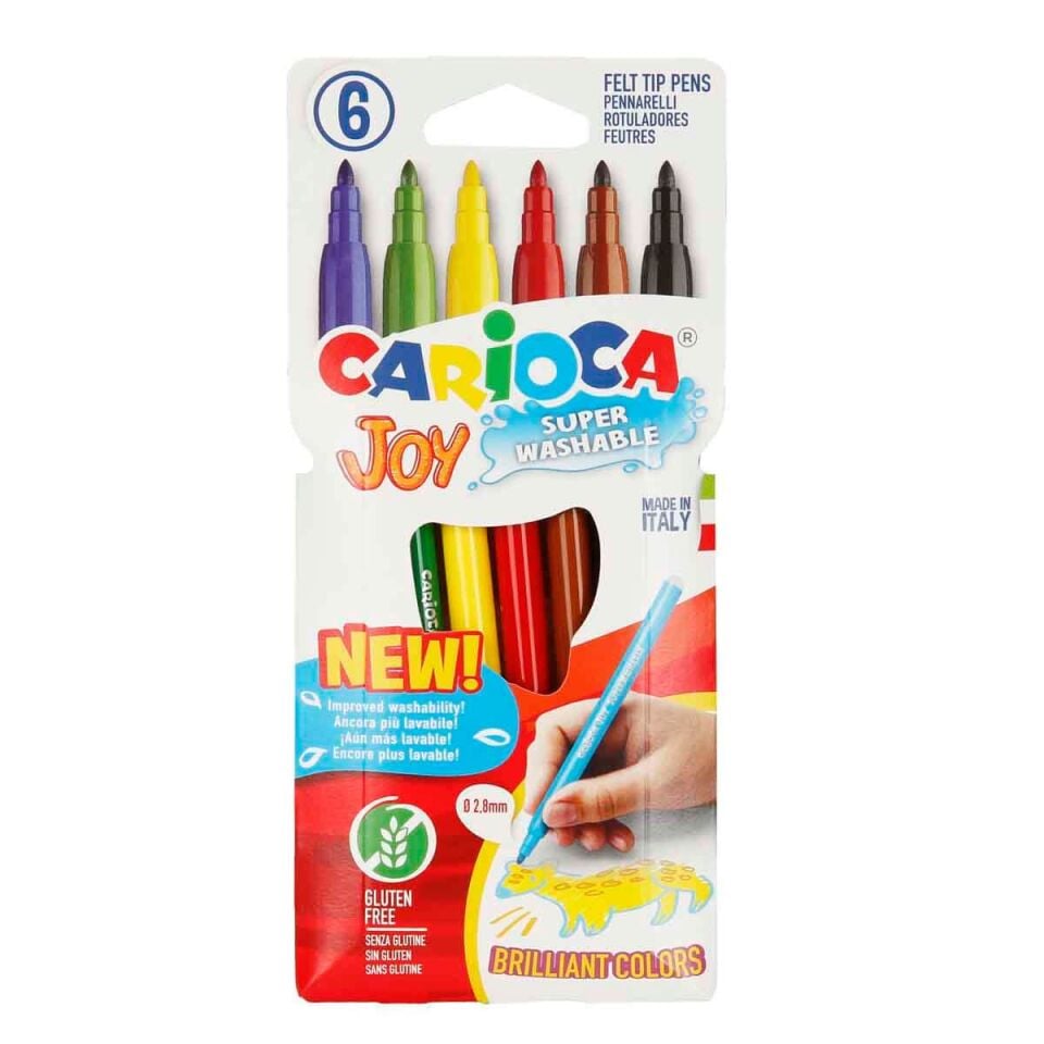 Carioca 40549 Keçeli Kalem Yıkanabilir Joy 6 Renk