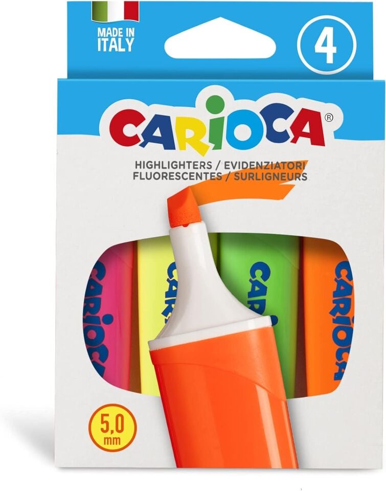 Carioca 42870 Fosforlu İşaretleme Kalemi 4'lü