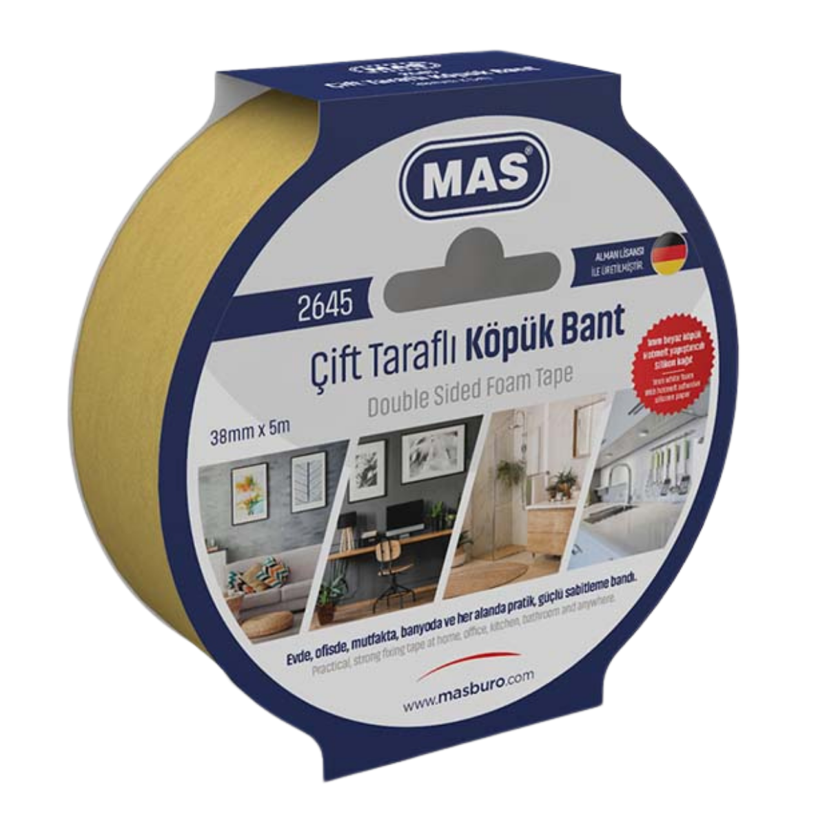 Mas 2645 Çift Taraflı Köpük Bant 38Mmx5M