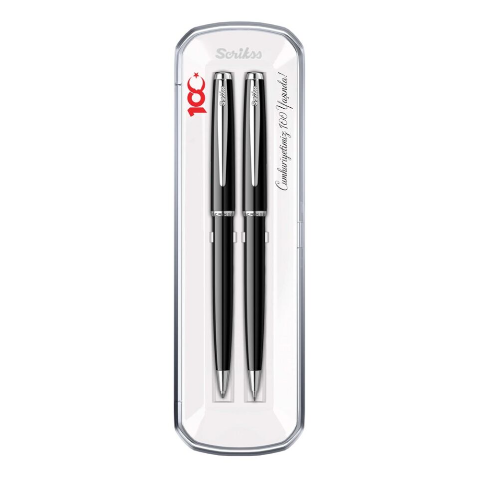  Scrikss Vintage 52 Tükenmez Mekanik Kurşun Kalem Takımı Siyah 100. Yıl