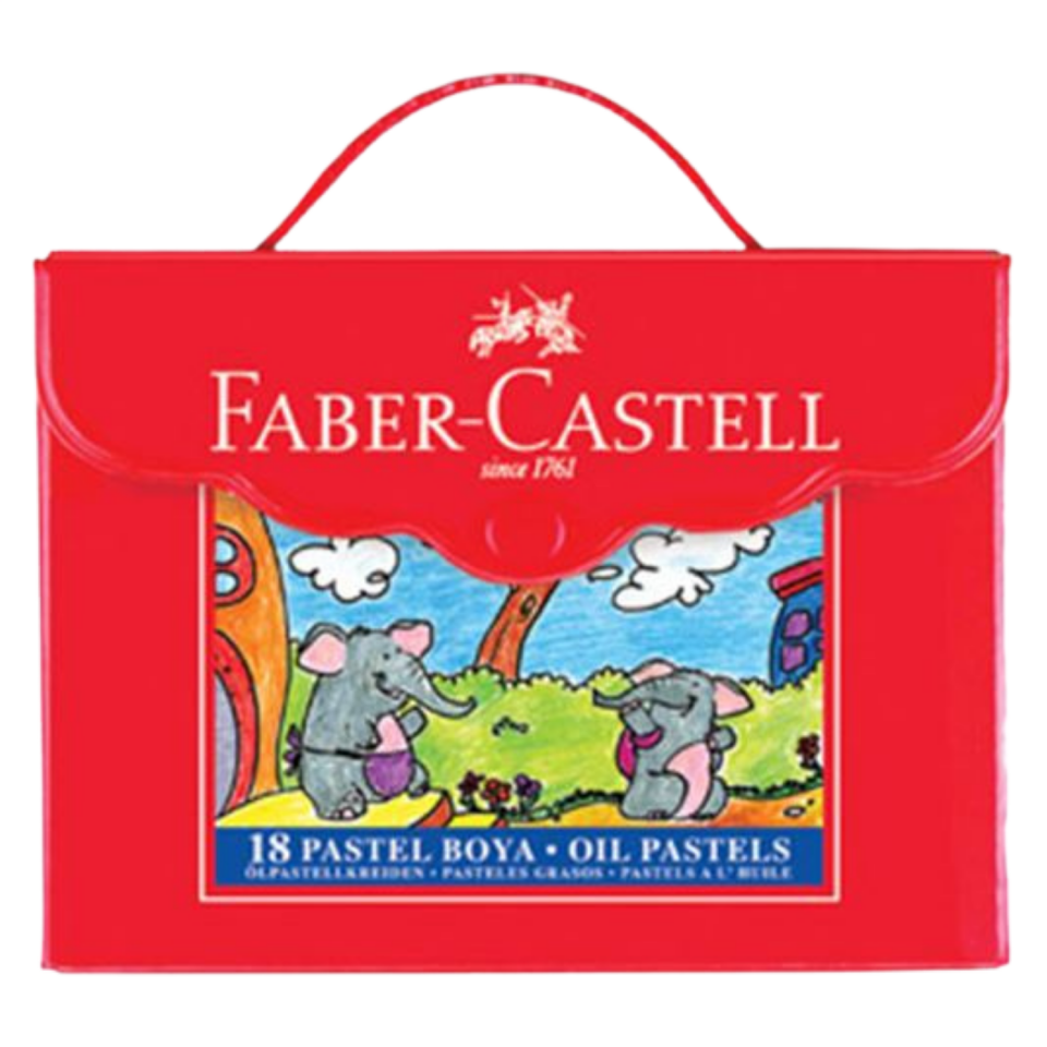 Faber Castell Plastik Çantalı Tutuculu 18 Renk Pastel Boya 125119