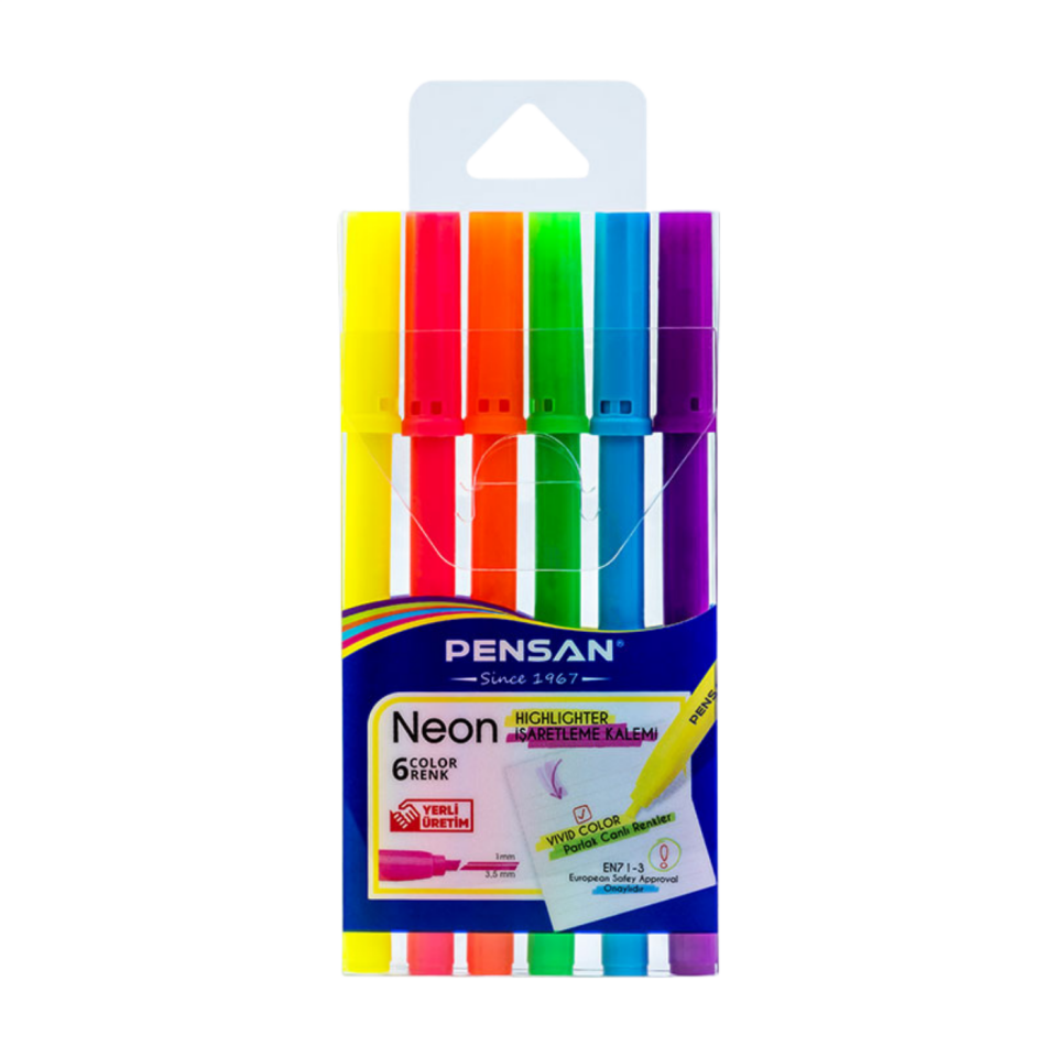 Pensan 99095 Kidz Neon Kesik Uç Keçeli Kalem 6 Renk