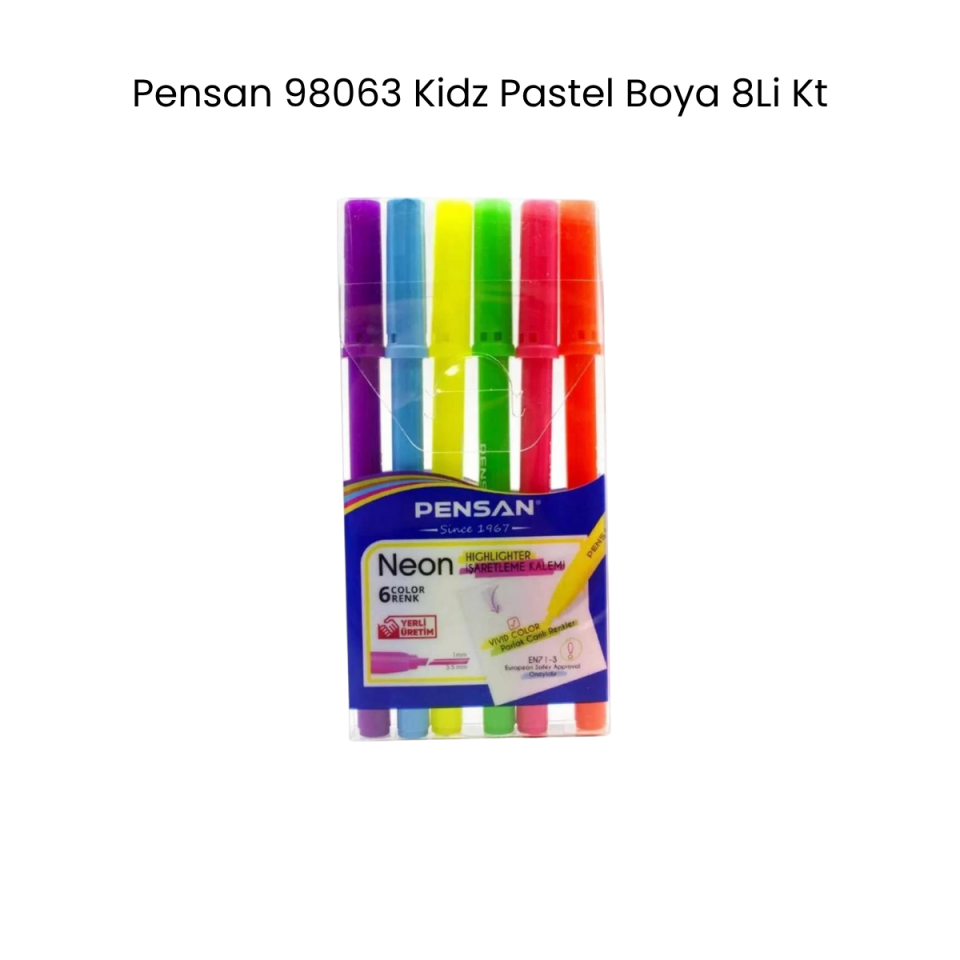 Pensan 99095 Kidz Neon Kesik Uç Keçeli Kalem 6 Renk