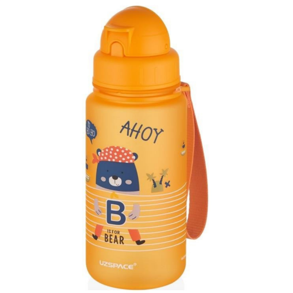 Uzspace 3024-5 Sevimli Hayvan Desenli Soft-Touch 400ml Trıtan Su Matarası Turuncu