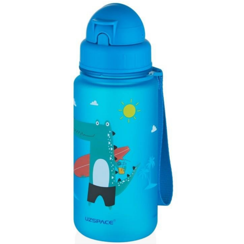 Uzspace 3024-5 Sevimli Hayvan Desenli Soft-Touch 400ml Trıtan Su Matarası Turuncu