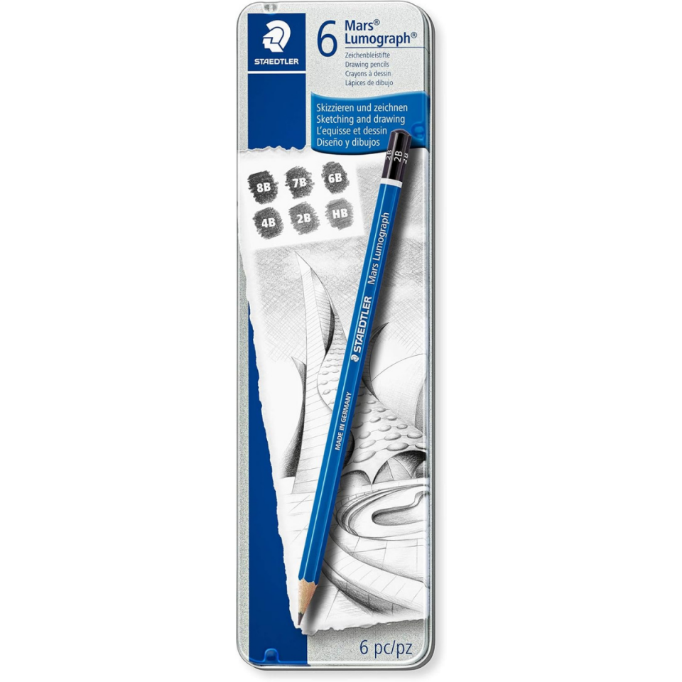 Staedtler Mars Lumograph 10 G6 Kurşun Kalem 6’lı Metal Kutu Set