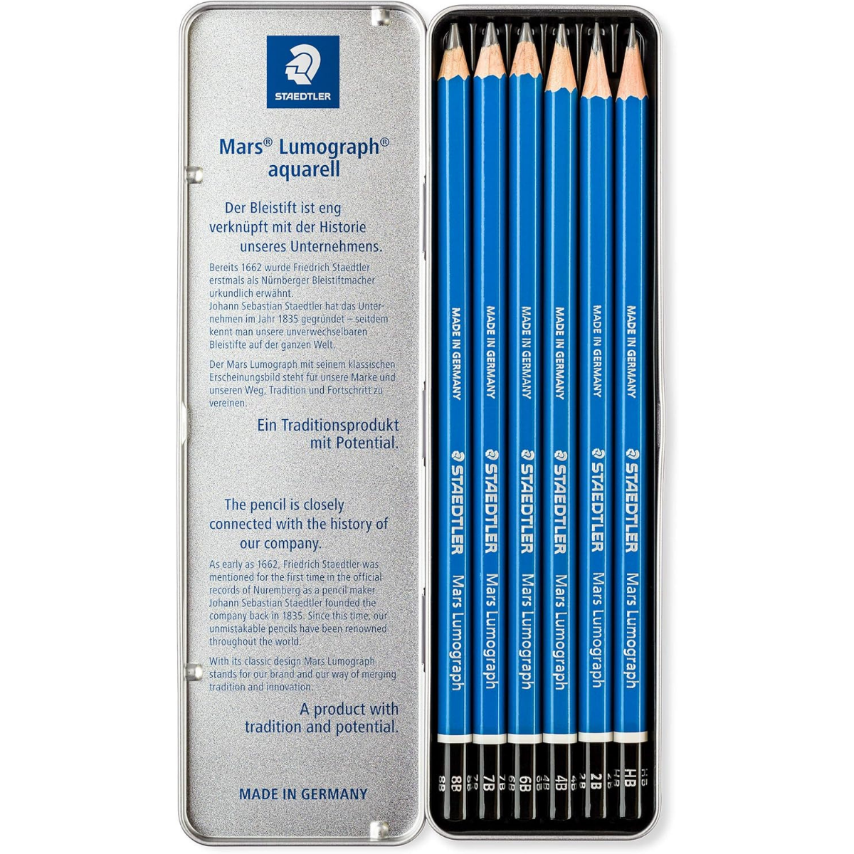 Staedtler Mars Lumograph 10 G6 Kurşun Kalem 6’lı Metal Kutu Set