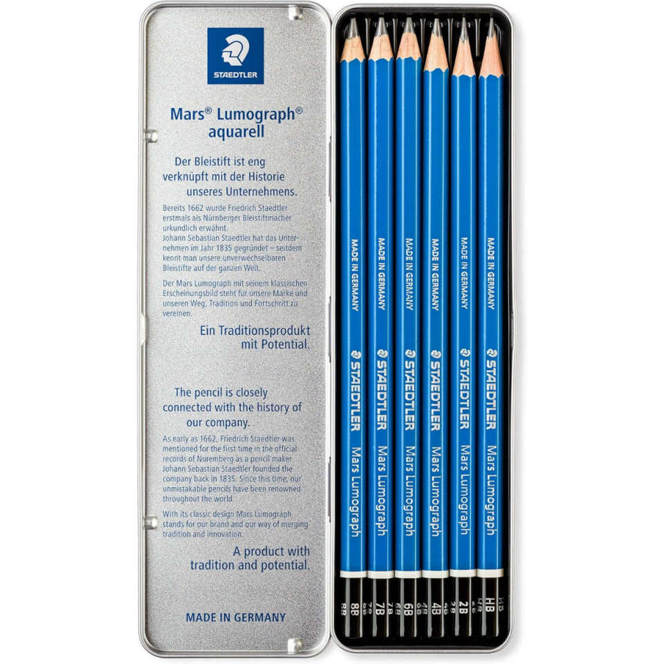 Staedtler Mars Lumograph 10 G6 Kurşun Kalem 6’lı Metal Kutu Set
