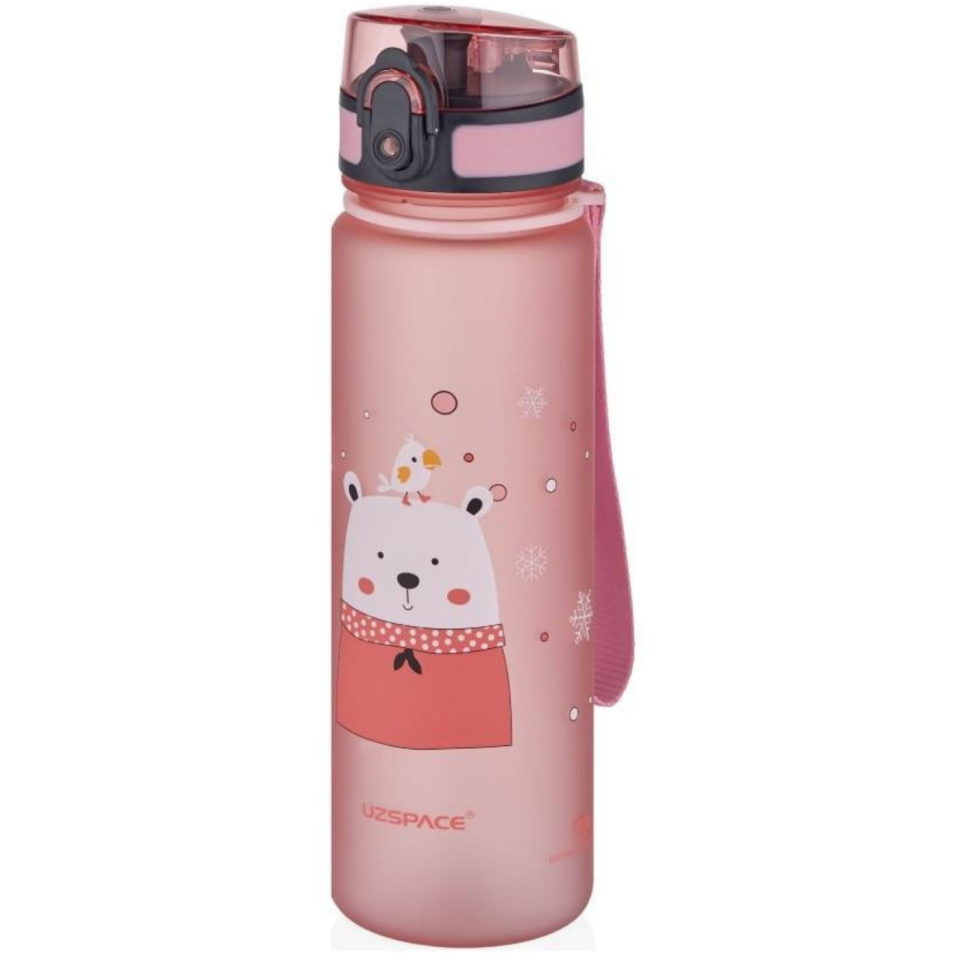 Uzspace 3026-5 Sevimli Hayvan Desenli Soft-Touch Trıtan Su Matarası 500ml Pembe