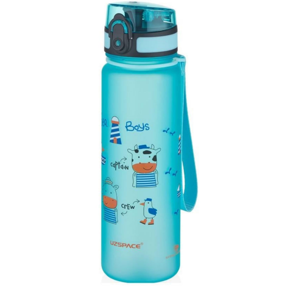 Uzspace 3026-5 Sevimli Hayvan Desenli Soft-Touch Trıtan Su Matarası 500ml Turuncu