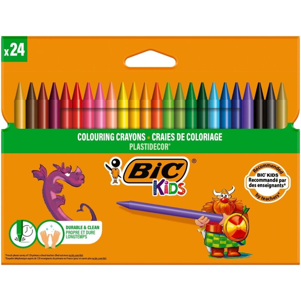 BIC Kids Plastidecor Elleri Kirletmeyen Üçgen Pastel Boya 24 Renk 8297724